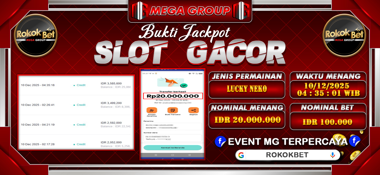 Bukti JP situs Rokokbet hari Rabu, 10 Desember 2025