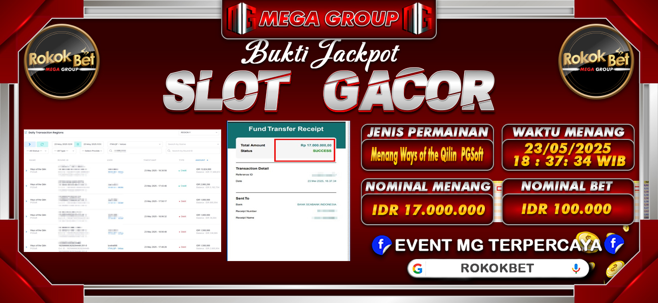 Bukti JP situs Rokokbet hari Sabtu, 24 Mei 2025