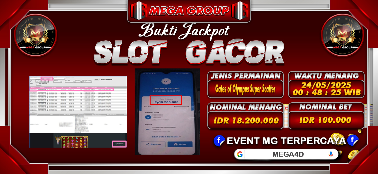 Bukti JP situs Mega4D hari Sabtu, 24 Mei 2025
