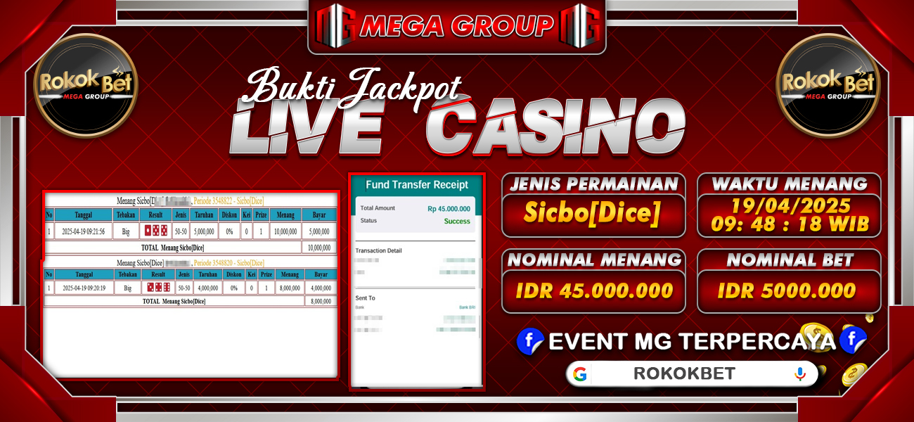 Bukti JP situs Rokokbet hari Sabtu, 19 April 2025