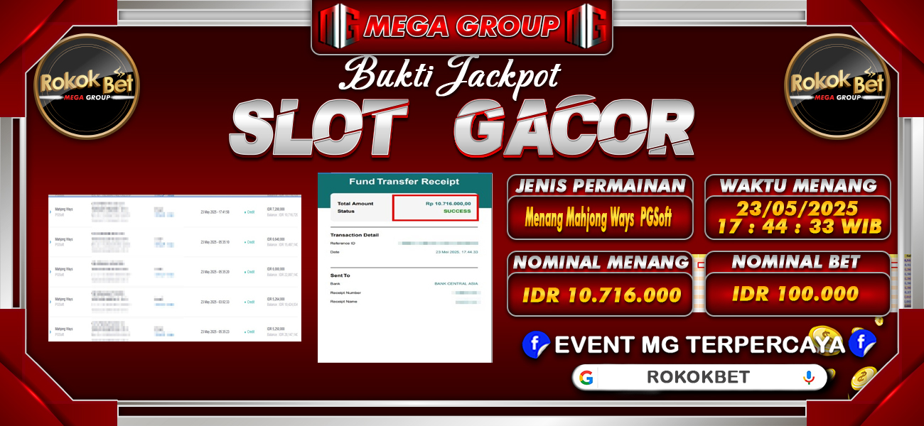Bukti JP situs Rokokbet hari Sabtu, 24 Mei 2025