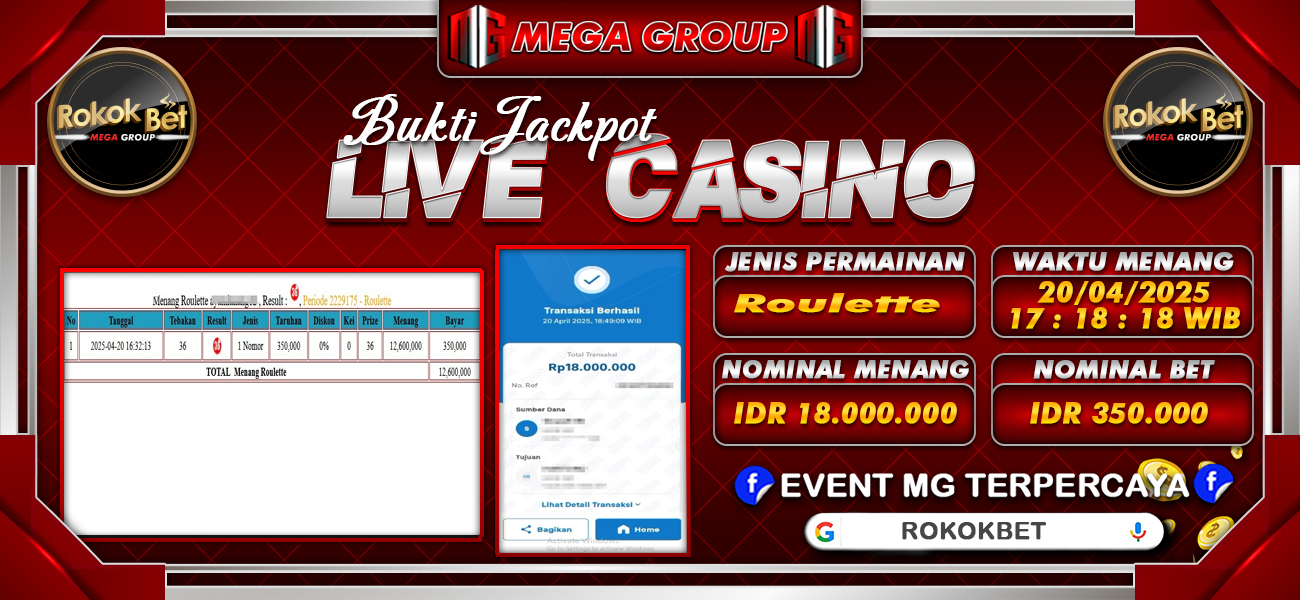 Bukti JP situs Rokokbet hari Minggu, 20 April 2025