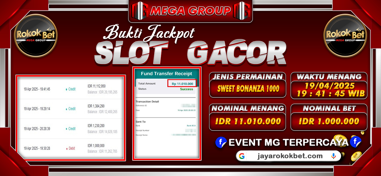 Bukti JP situs Rokokbet hari Minggu, 20 April 2025