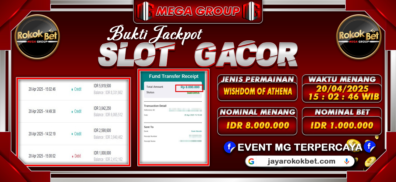 Bukti JP situs Rokokbet hari Minggu, 20 April 2025