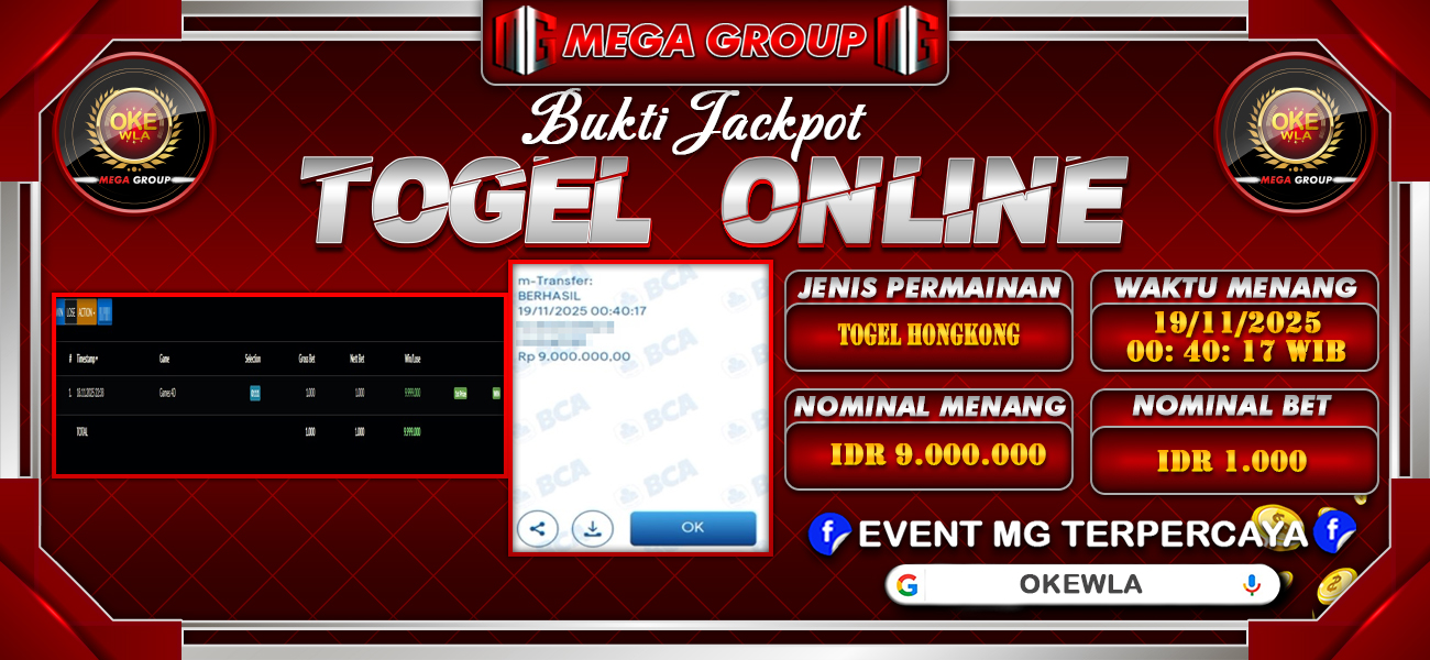 Bukti JP situs Okewla hari Rabu, 19 November 2025