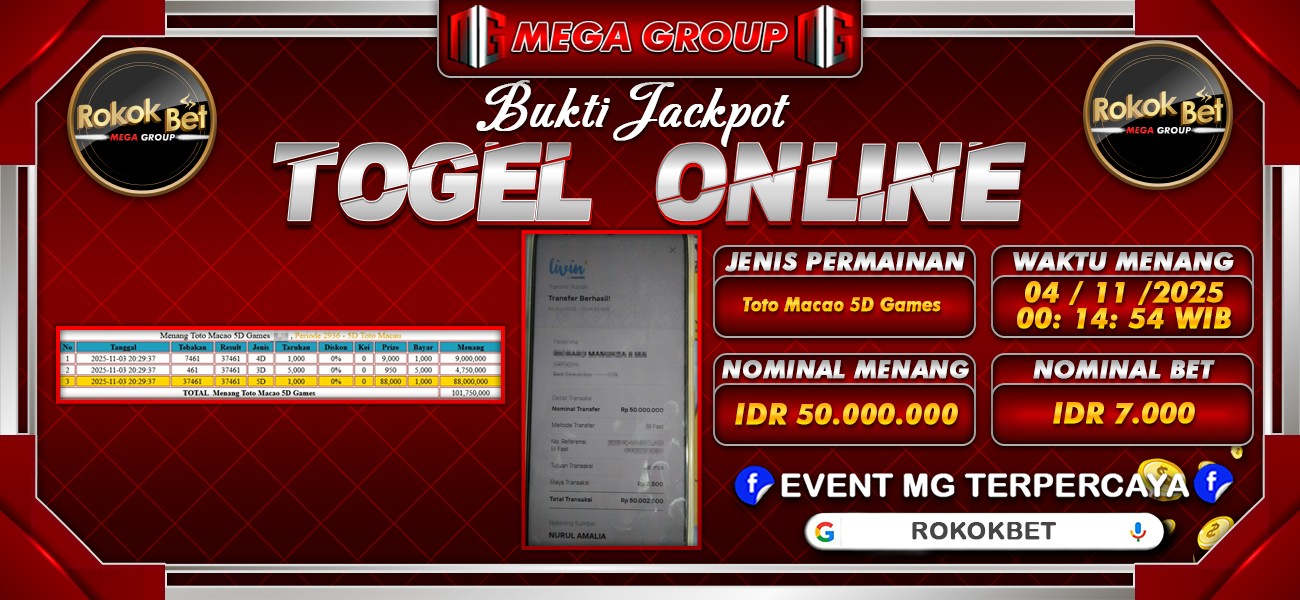 Bukti JP situs Rokokbet hari Selasa, 04 November 2025