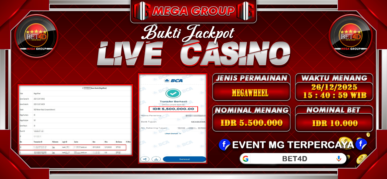 Bukti JP situs Bet4D hari Sabtu, 27 Desember 2025