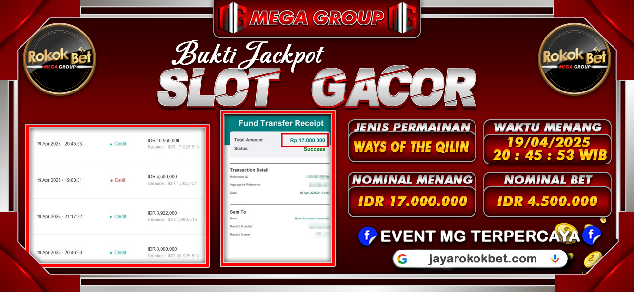 Bukti JP situs Rokokbet hari Minggu, 20 April 2025