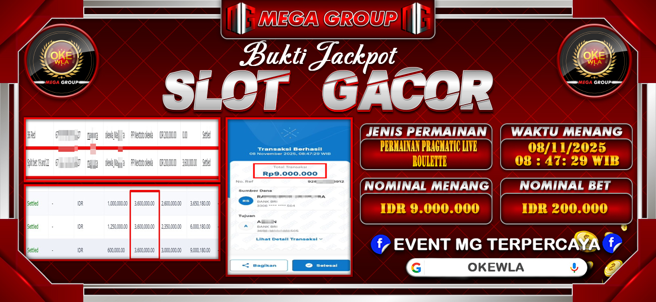 Bukti JP situs Okewla hari Sabtu, 08 November 2025