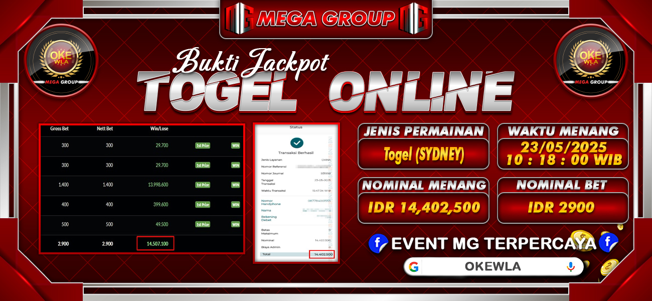 Bukti JP situs Okewla hari Jumat, 23 Mei 2025