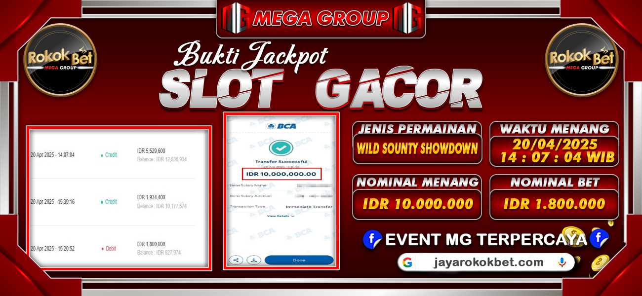 Bukti JP situs Rokokbet hari Minggu, 20 April 2025