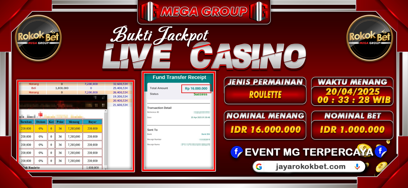 Bukti JP situs Rokokbet hari Minggu, 20 April 2025