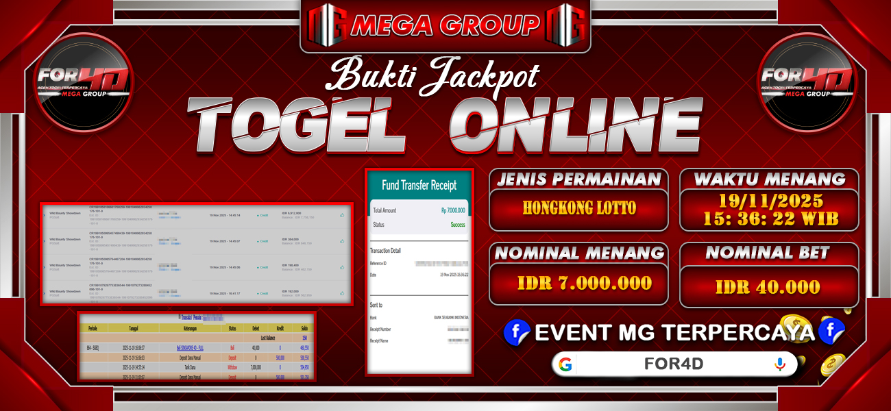 Bukti JP situs For4D hari Rabu, 19 November 2025