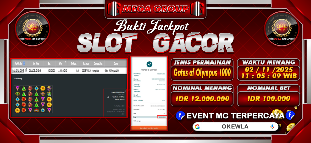 Bukti JP situs Okewla hari Minggu, 02 November 2025