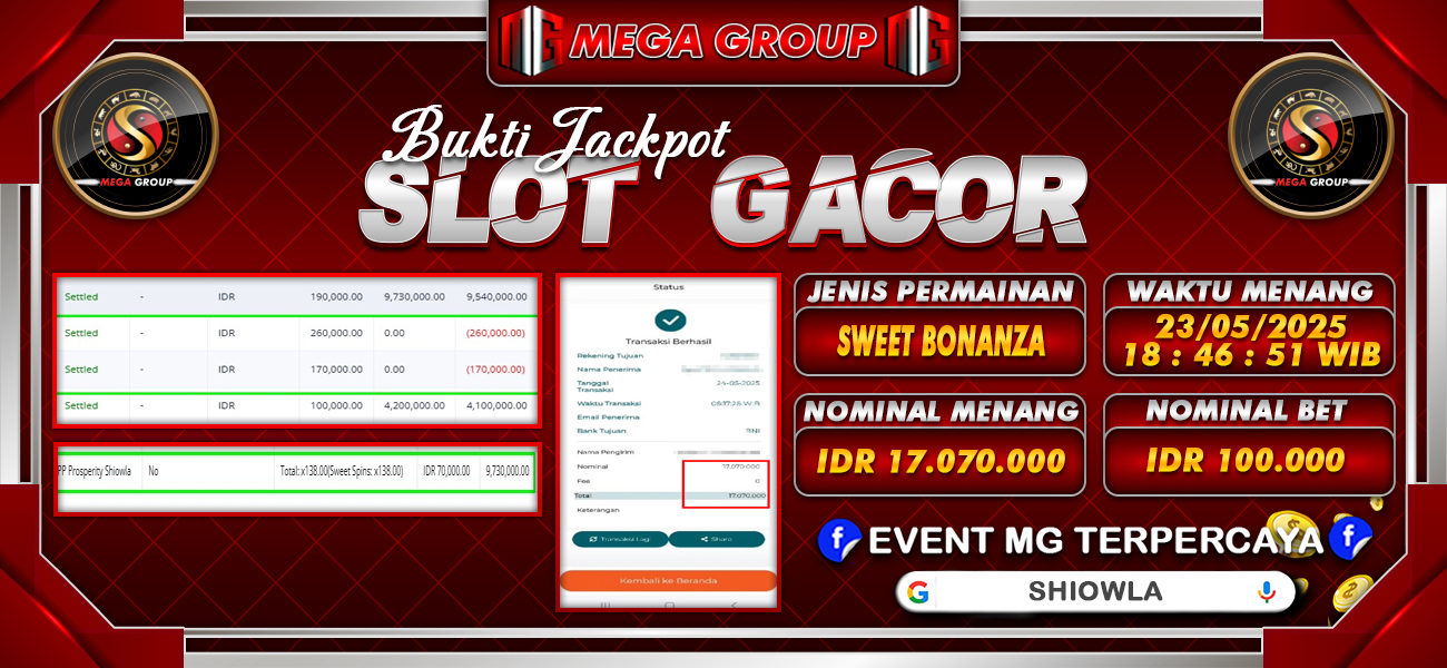 Bukti JP situs Shiowla hari Jumat, 23 Mei 2025