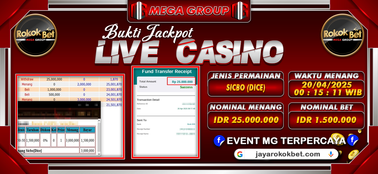 Bukti JP situs Rokokbet hari Minggu, 20 April 2025