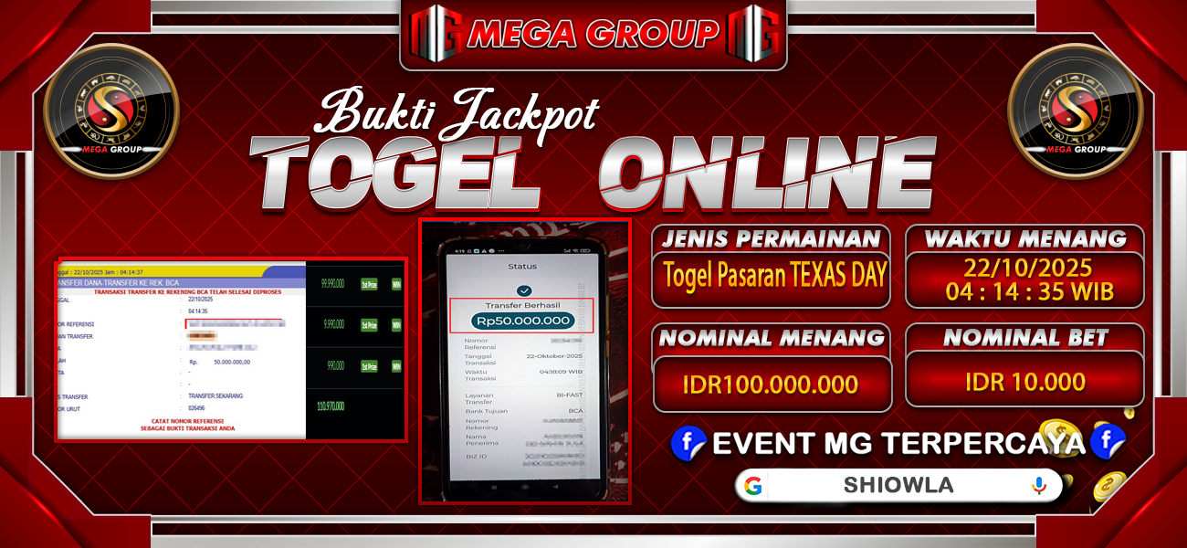 Bukti JP situs Shiowla hari Rabu, 22 Oktober 2025