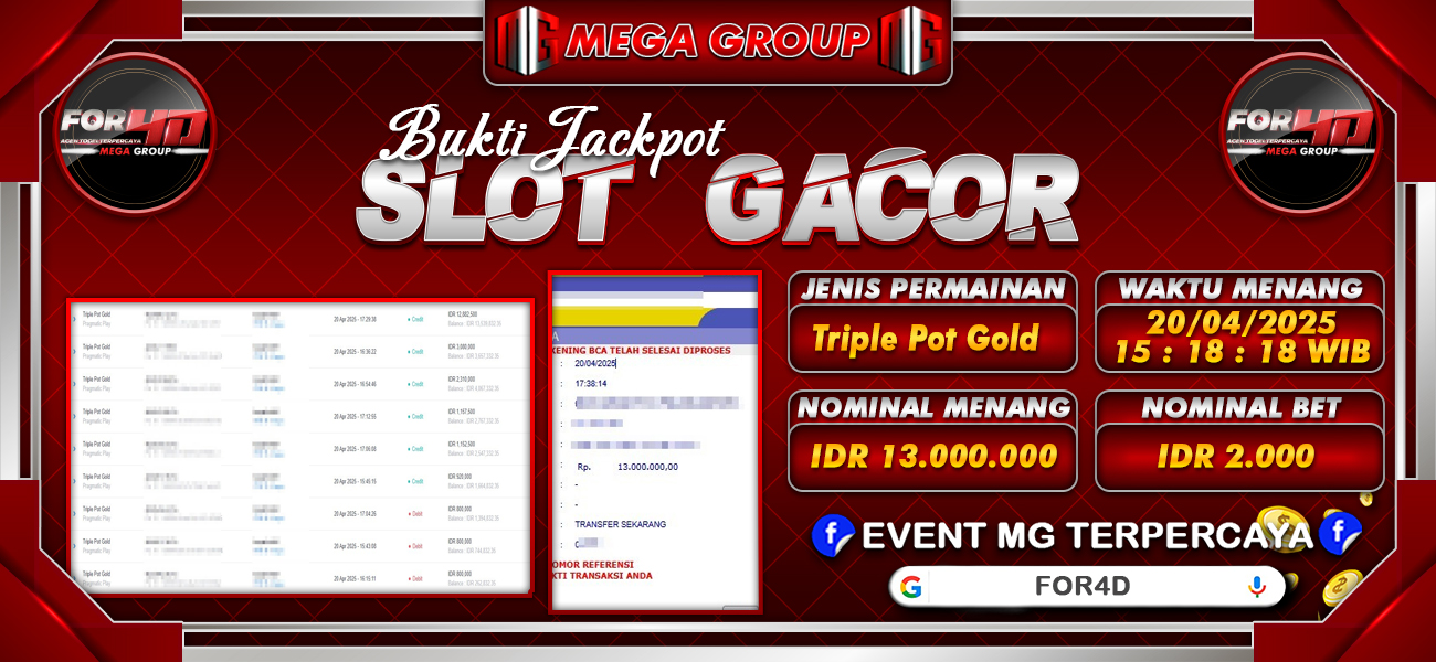 Bukti JP situs For4D hari Minggu, 20 April 2025
