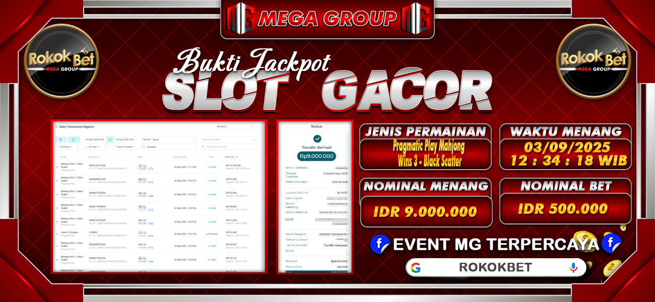 Bukti JP situs Rokokbet hari Rabu, 03 September 2025