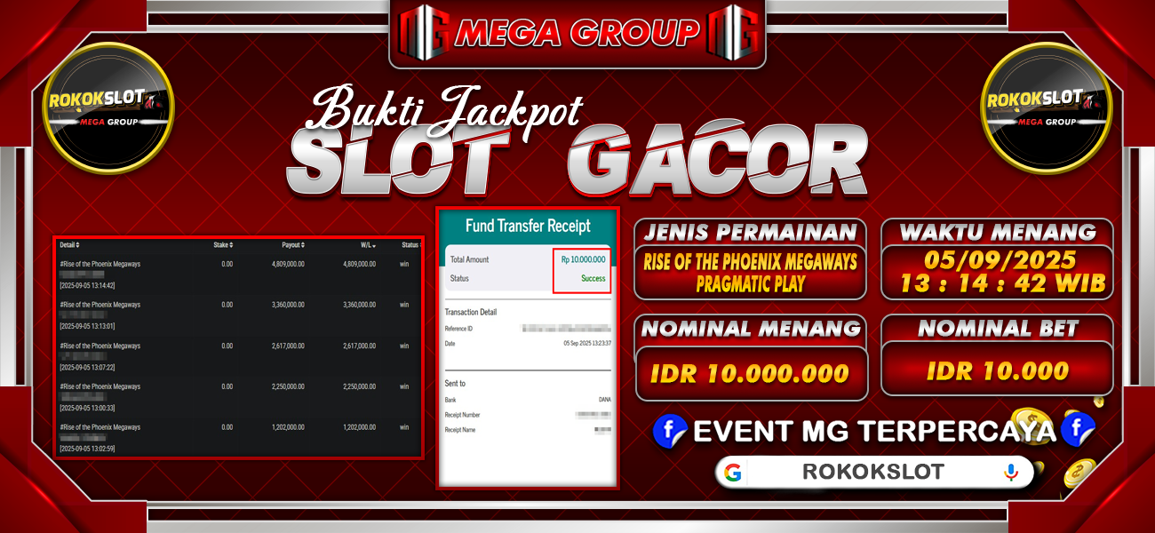 Bukti JP situs Rokokslot hari Jumat, 05 September 2025