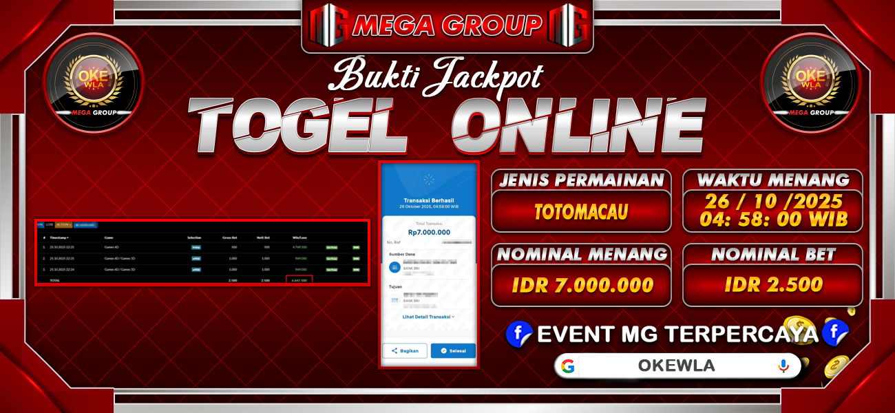Bukti JP situs Okewla hari Minggu, 26 Oktober 2025