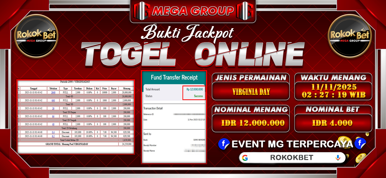 Bukti JP situs Rokokbet hari Selasa, 11 November 2025