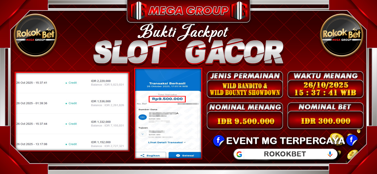 Bukti JP situs Rokokbet hari Minggu, 26 Oktober 2025