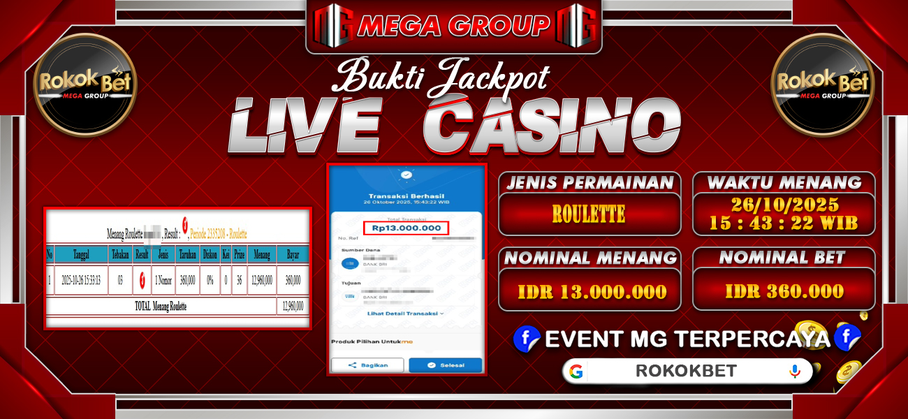 Bukti JP situs Rokokbet hari Minggu, 26 Oktober 2025