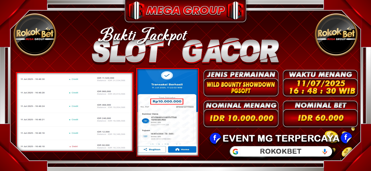 Bukti JP situs Rokokbet hari Jumat, 11 Juli 2025