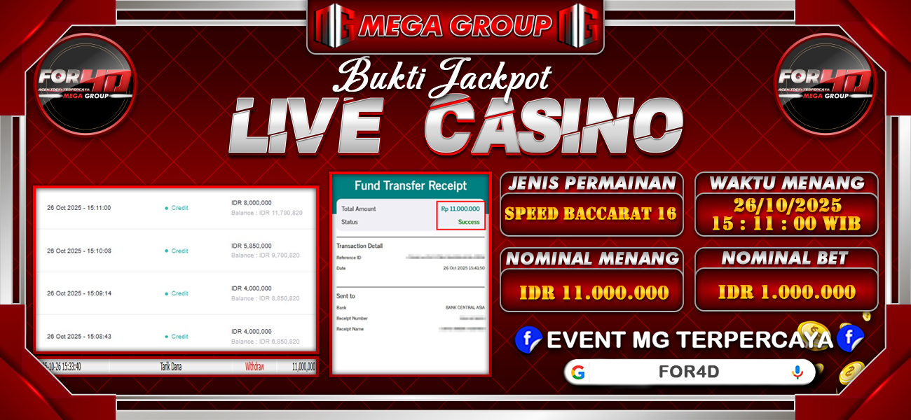 Bukti JP situs For4D hari Minggu, 26 Oktober 2025