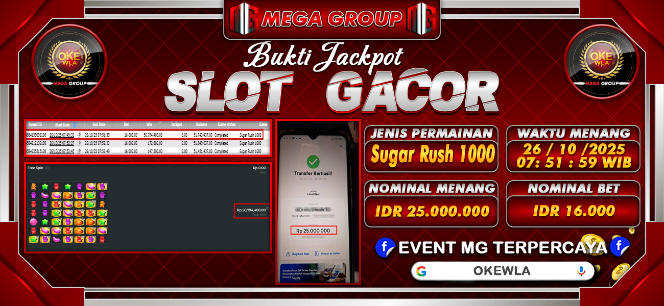 Bukti JP situs Okewla hari Minggu, 26 Oktober 2025