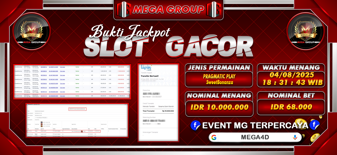 Bukti JP situs Mega4D hari Selasa, 05 Agustus 2025