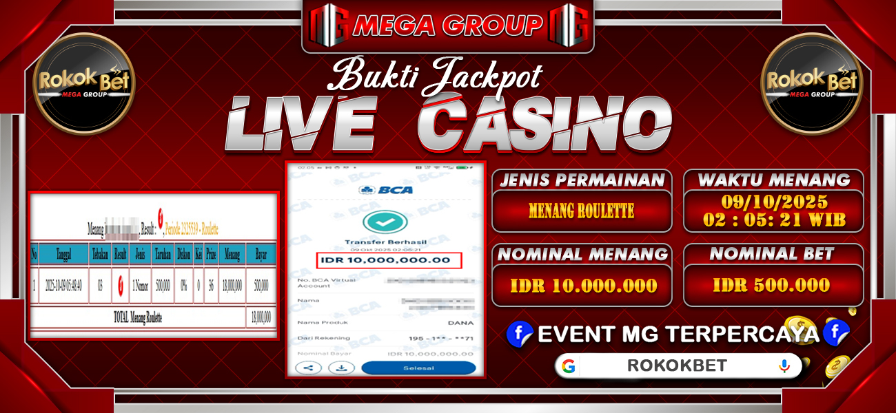 Bukti JP situs Rokokbet hari Kamis, 09 Oktober 2025