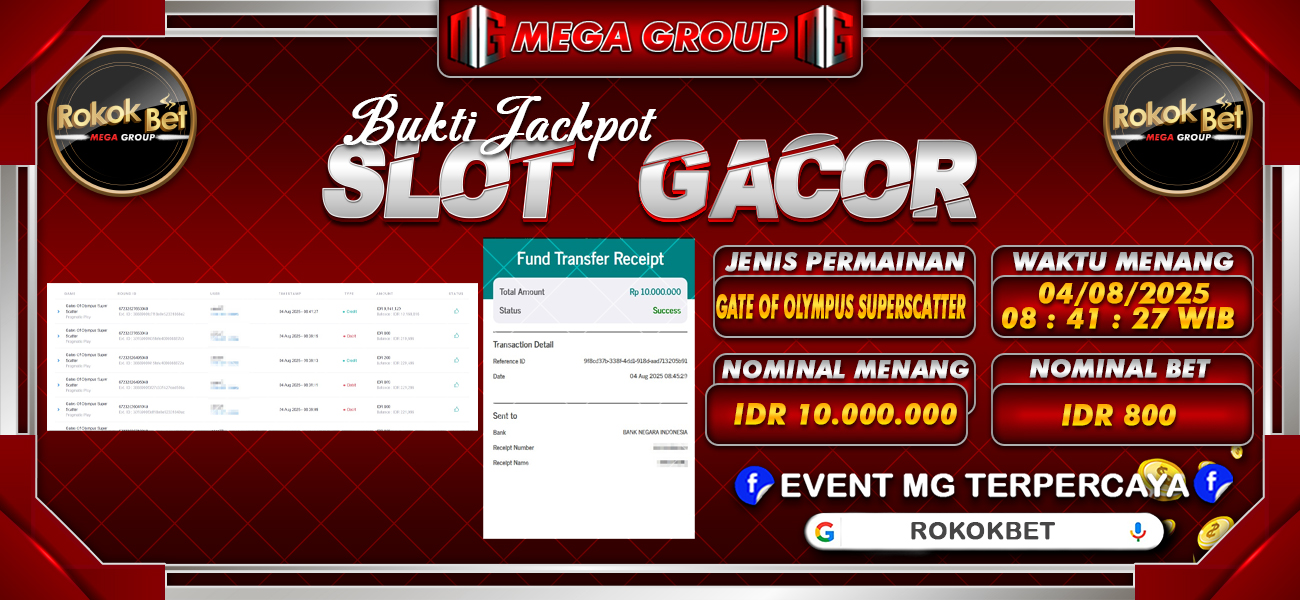 Bukti JP situs Rokokbet hari Senin, 04 Agustus 2025