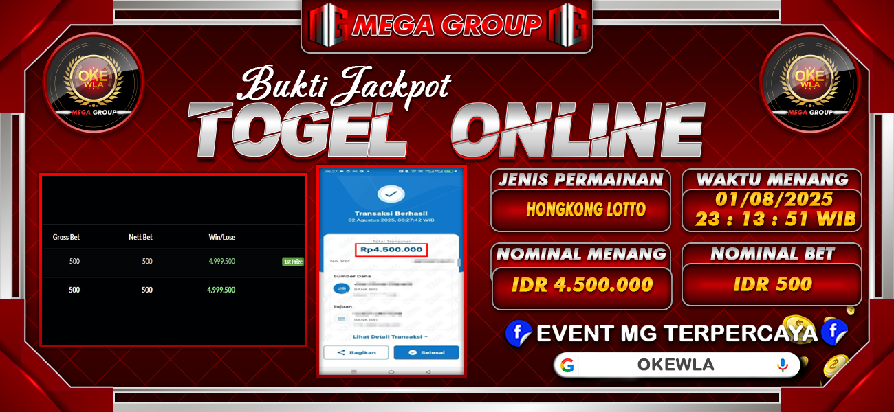 Bukti JP situs Okewla hari Sabtu, 02 Agustus 2025