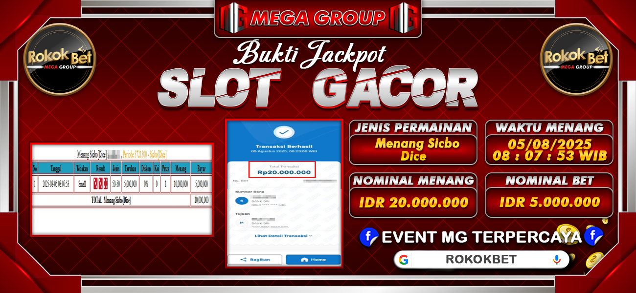 Bukti JP situs Rokokbet hari Selasa, 05 Agustus 2025