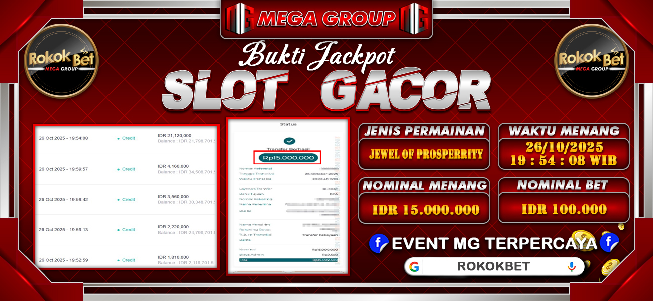 Bukti JP situs Rokokbet hari Minggu, 26 Oktober 2025