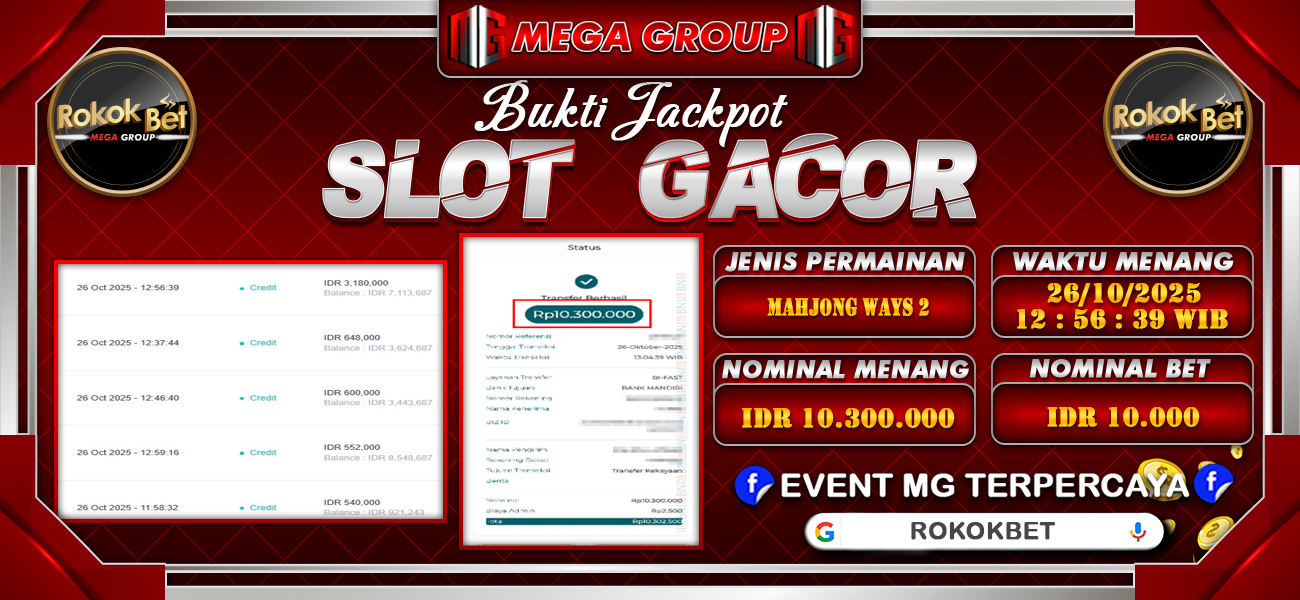 Bukti JP situs Rokokbet hari Minggu, 26 Oktober 2025