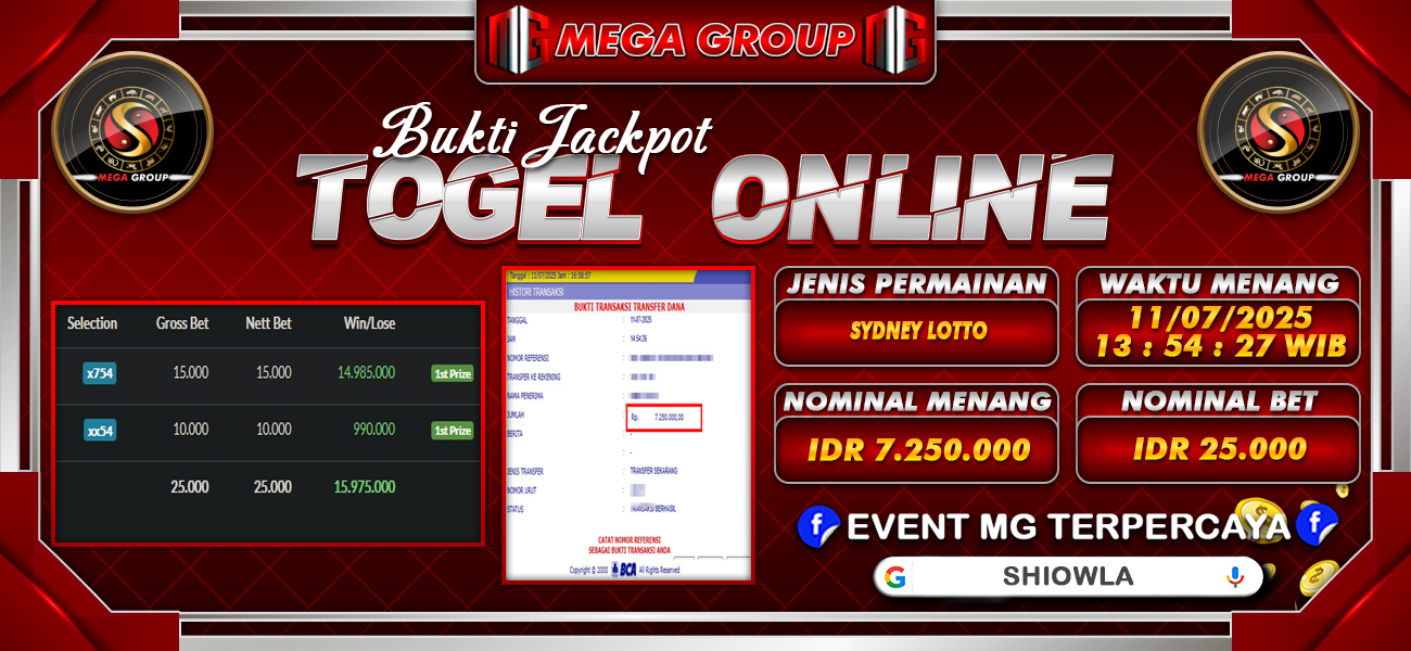 Bukti JP situs Shiowla hari Jumat, 11 Juli 2025