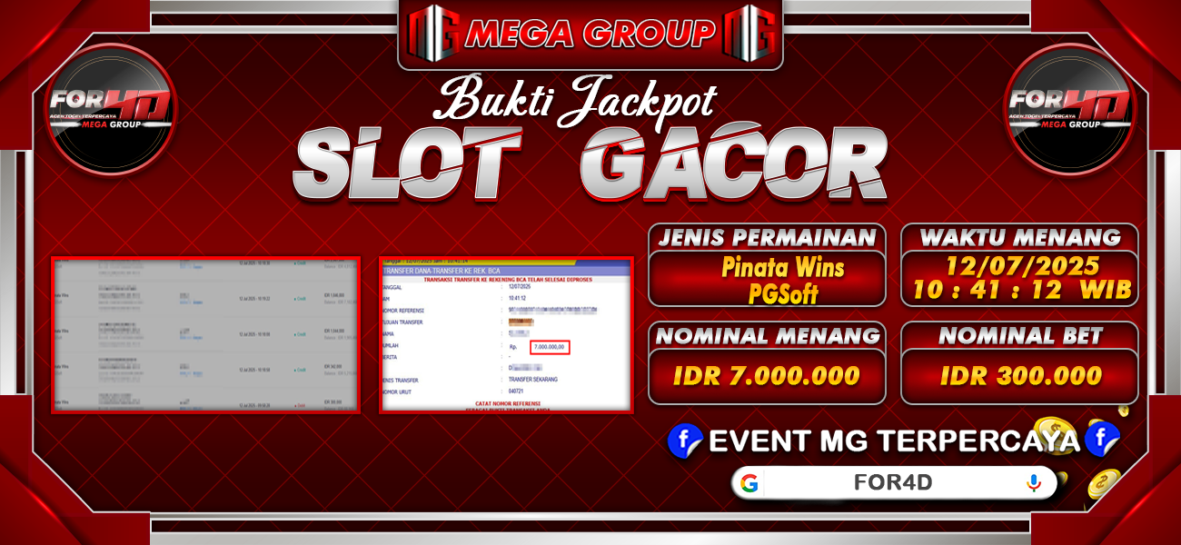 Bukti JP situs For4D hari Sabtu, 12 Juli 2025