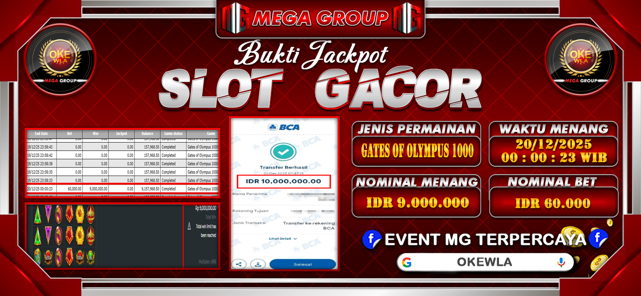 Bukti JP situs Okewla hari Sabtu, 20 Desember 2025