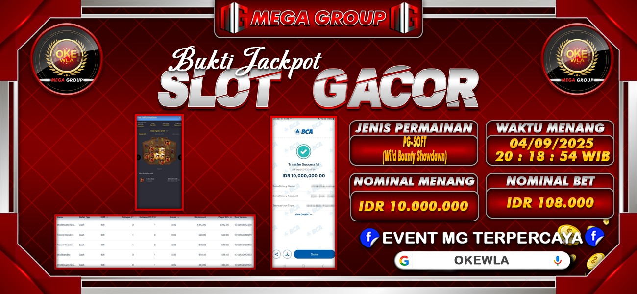 Bukti JP situs Okewla hari Kamis, 04 September 2025