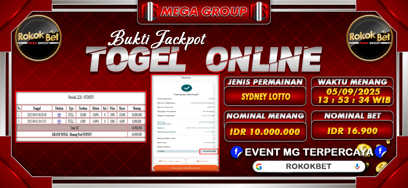 Bukti JP situs Rokokbet hari Jumat, 05 September 2025
