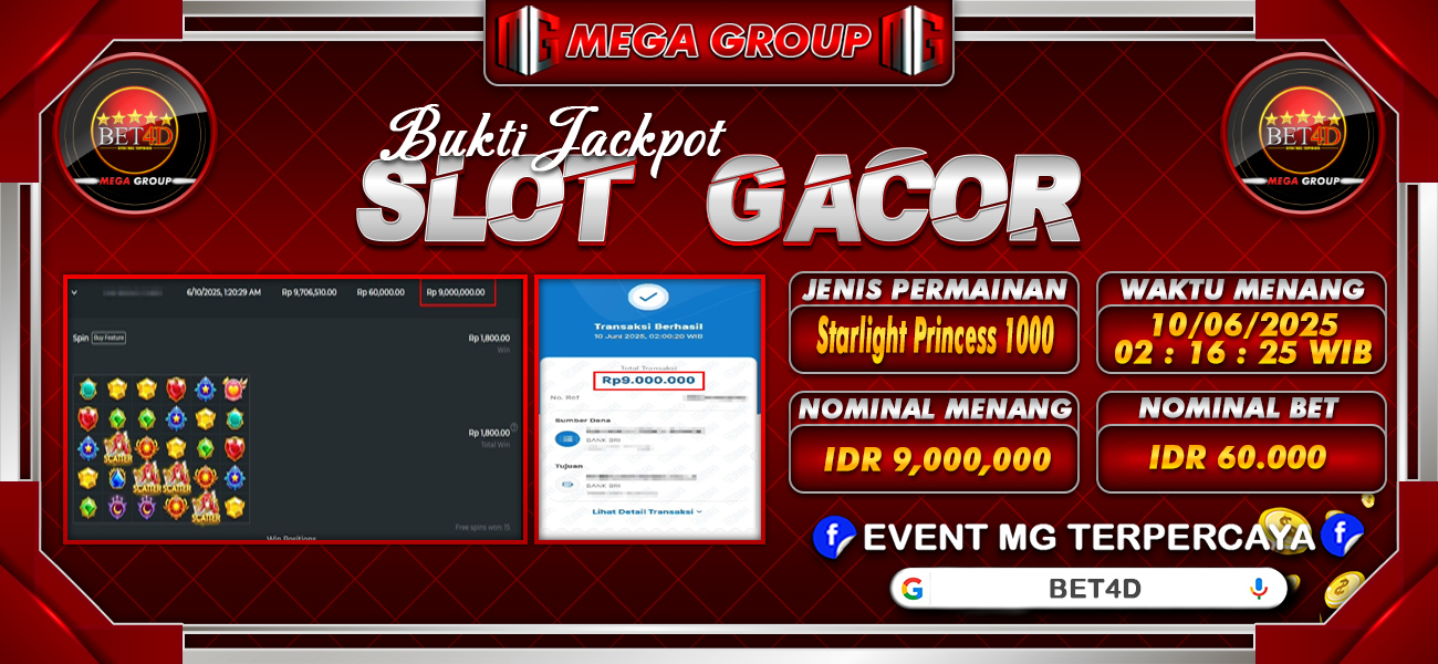 Bukti JP situs Bet4D hari Selasa, 10 Juni 2025