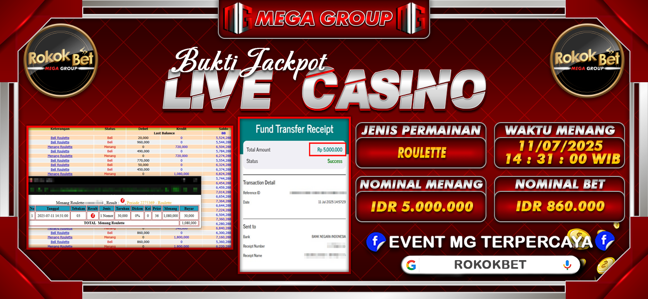 Bukti JP situs Rokokbet hari Jumat, 11 Juli 2025