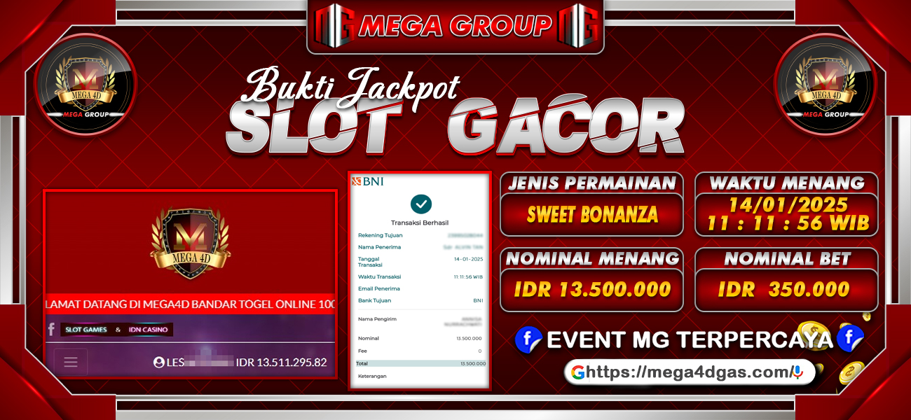 Bukti JP situs Mega4D hari Selasa, 14 Januari 2025