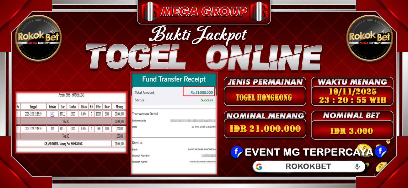 Bukti JP situs Rokokbet hari Sabtu, 20 Desember 2025