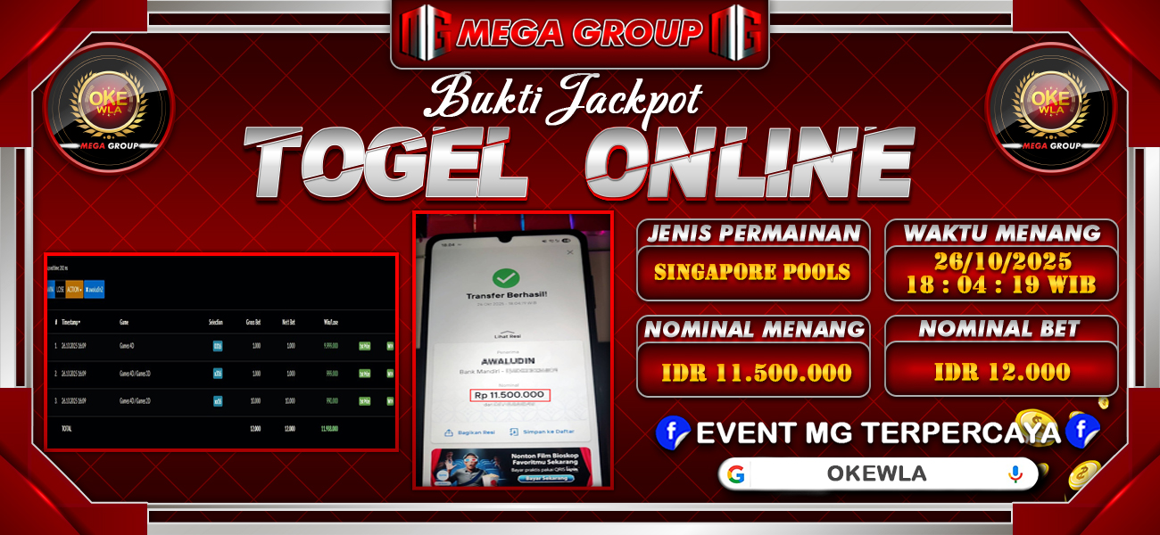 Bukti JP situs Okewla hari Minggu, 26 Oktober 2025