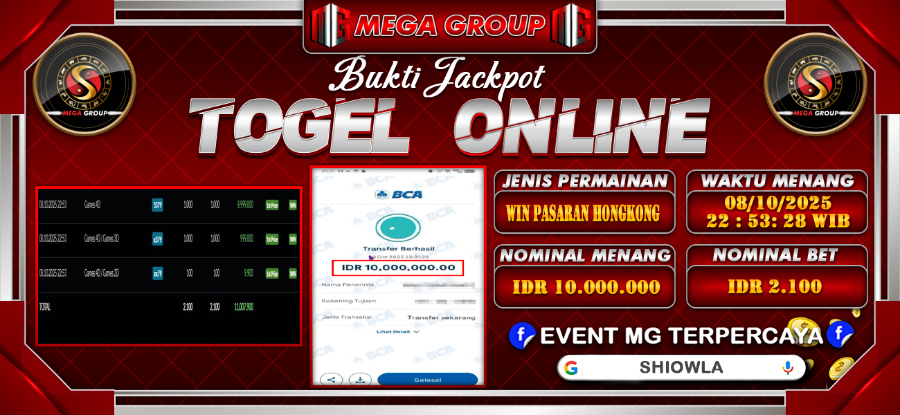 Bukti JP situs Shiowla hari Kamis, 09 Oktober 2025
