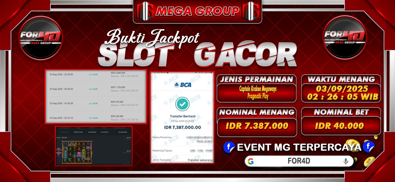 Bukti JP situs For4D hari Rabu, 03 September 2025